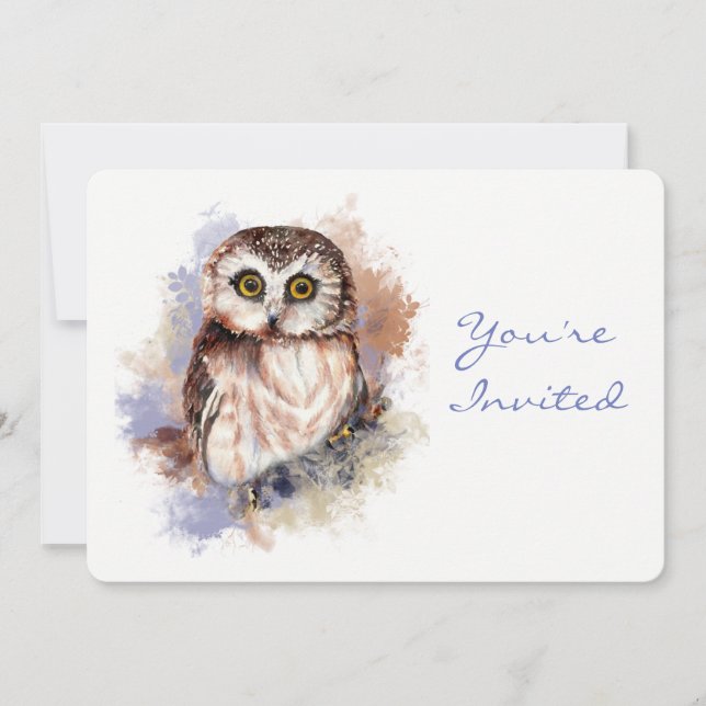 Back to Nature, Owl, Bird, Birthday Party Invitation (Front)
