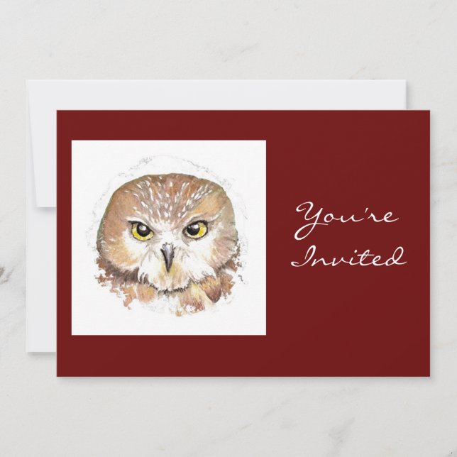 Back to Nature, Owl, Birthday Party Invitation (Front)