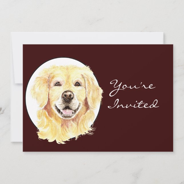 Back to Nature Watercolor Golden Retriever Dog Invitation (Front)