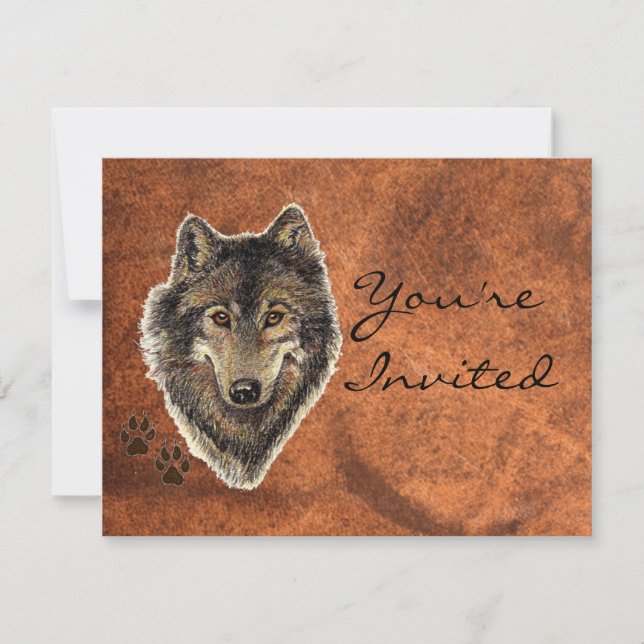 Back to Nature, Wolf, Animal Party Invite (Front)