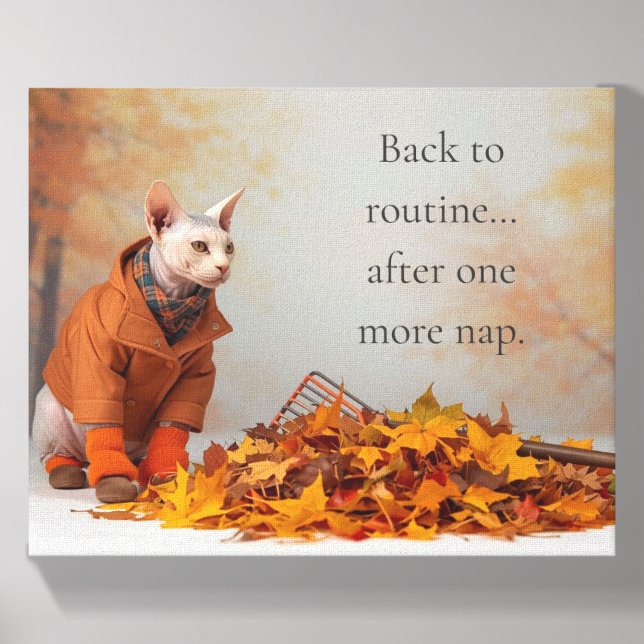 Back to Routine Cat Canvas Photo Tile (Front Set)