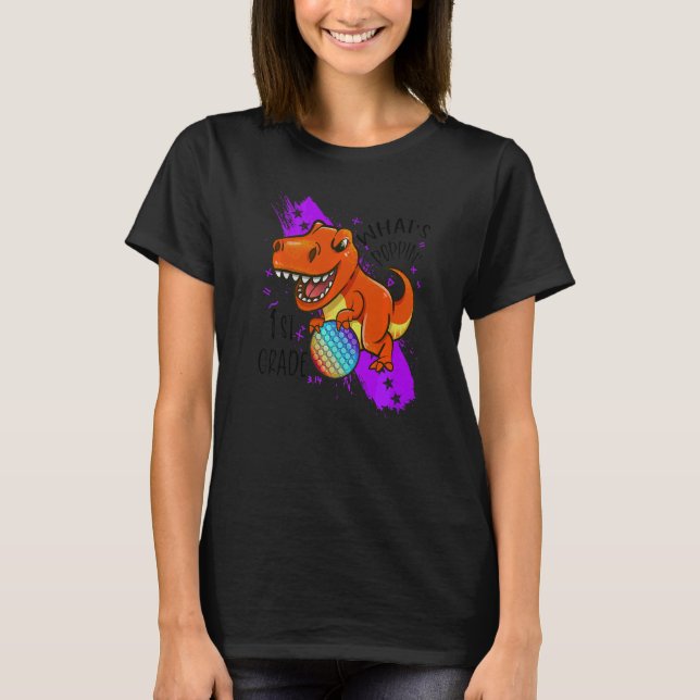 Back To School 1st Grade Dinosaur Rex Pop It Fidge T-Shirt (Front)