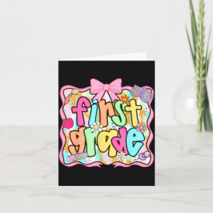 Back to school 1st grade first grade preppy card