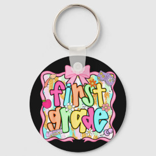 Back to school 1st grade first grade preppy keychain