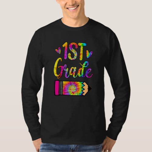 Back To School  1st Grade Teacher Pencil Tie Dye T_Shirt