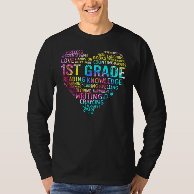 Back To School 1st Grade Team Tie Dye Heart Teache T-Shirt (Front)