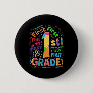 Back To School 1st Grade Team Typography Student T Button