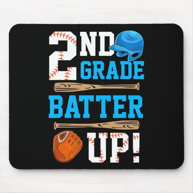 Back To School 2nd Grade Batter Up Baseball First  Mouse Pad (Front)