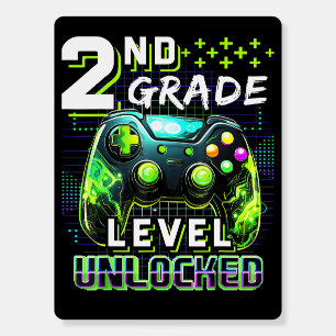 Back to School 2nd Grade Boys Gamer Level Unlocked Foam Board