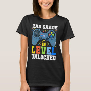 Back To School 2nd Grade Level Unlocked Gamer Boy T-Shirt