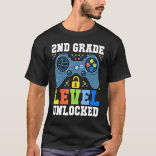 Back To School  2nd Grade Level Unlocked Gamer Boy T-Shirt