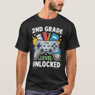 Back To School 2Nd Grade Level Unlocked Gamer T-Shirt