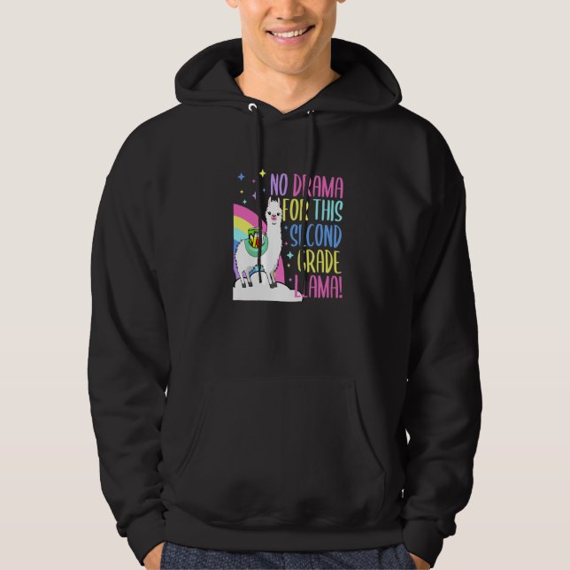 Back To School 2nd Grade No Drama Llama Boys Girls Hoodie (Front)