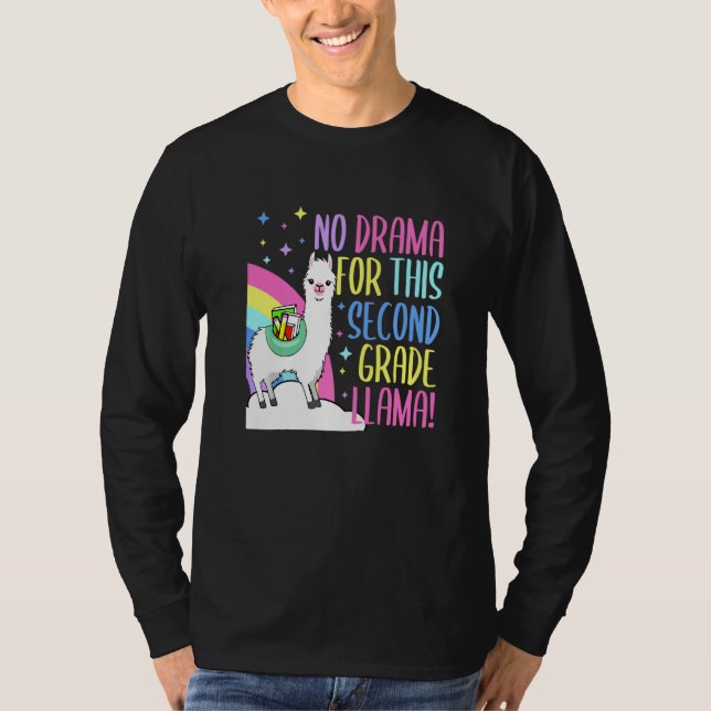 Back To School 2nd Grade No Drama Llama Boys Girls T-Shirt (Front)