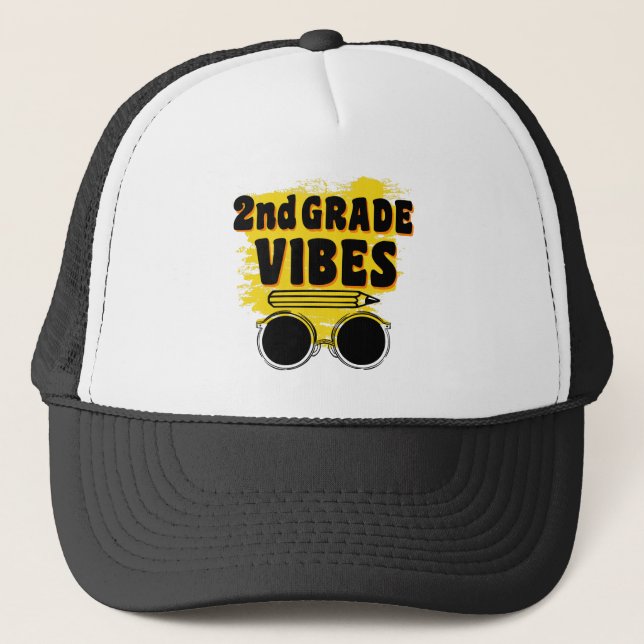 Back To School 2nd Grade Vibes Shirt First Day Kid Trucker Hat (Front)