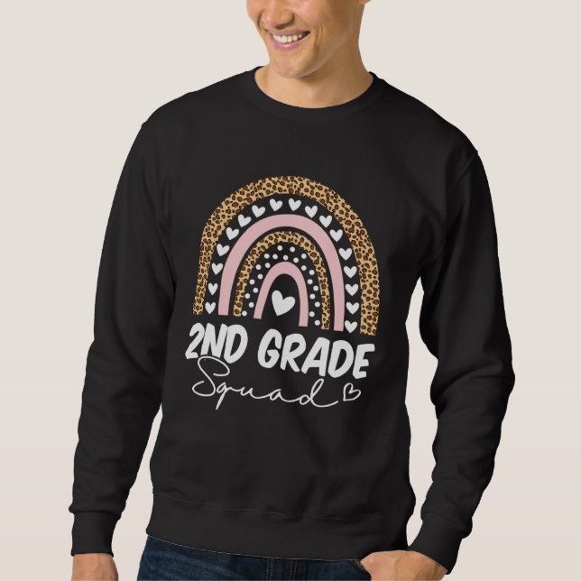 Back To School  2nd Second Grade Squad Rainbow Tea Sweatshirt (Front)