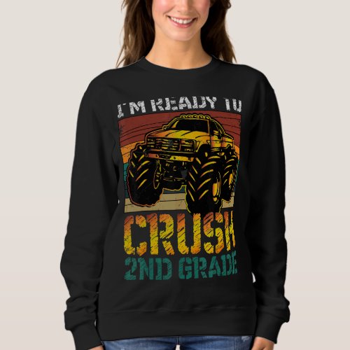 Back To School 2nd Second Grade Vintage Monster Tr Sweatshirt