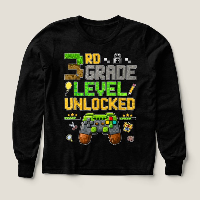 Back to School 3rd Grade Boys Gamer  Tri-Blend Shirts (Design Front)