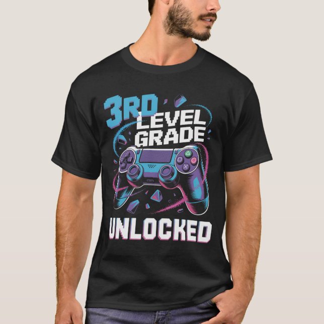 Back To School 3Rd Grade Level Unlocked Gamer T-Shirt (Front)