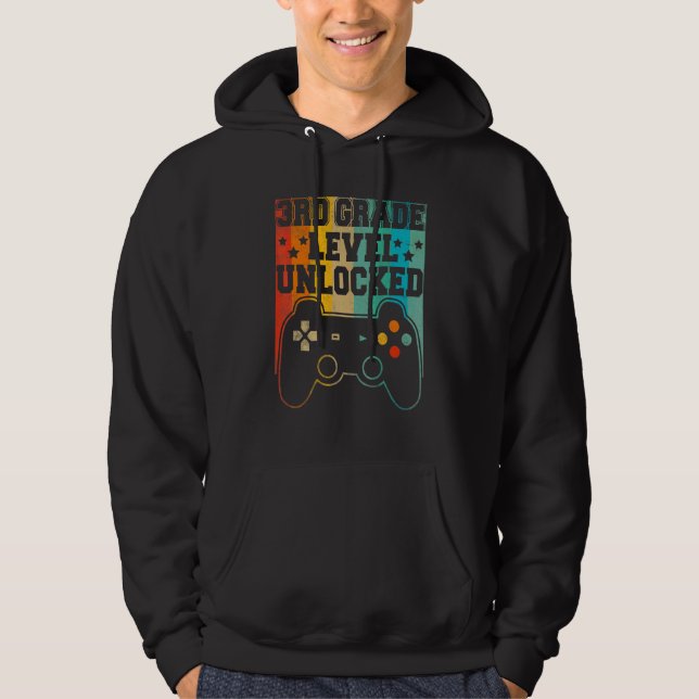 Back To School 3rd Grade Level Unlocked Video Game Hoodie (Front)