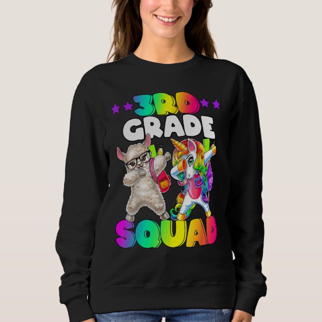 Back To School 3rd Grade Squad Dabbing Unicorn She Sweatshirt (Front)