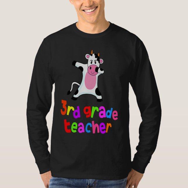 Back to School  3rd Grade Teacher Dabbing Cow Dab T-Shirt (Front)