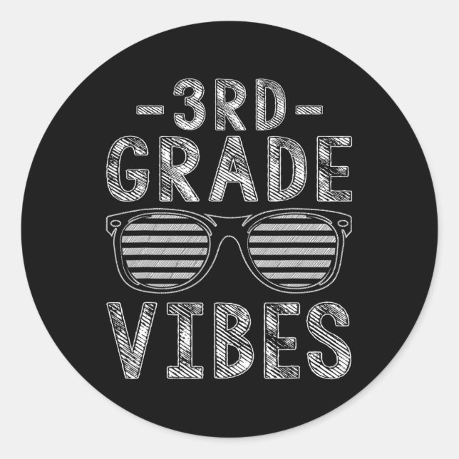 Back To School 3rd Grade Vibes Third Grade Teacher Classic Round Sticker (Front)