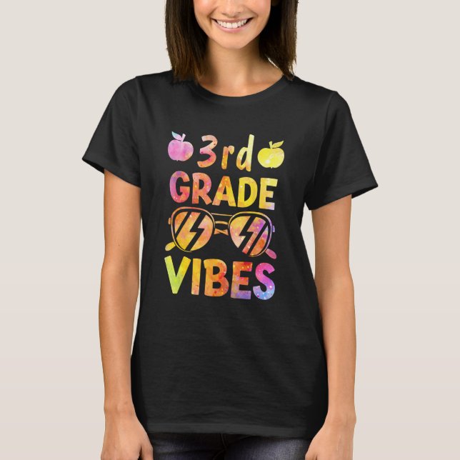 Back to School 3rd Grade Vibes Tie Dye Teacher Kid T-Shirt (Front)