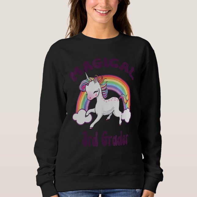 Back To School 3rd Third Grade Magical Unicorn Rai Sweatshirt (Front)