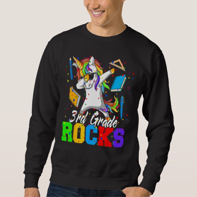 Back To School 3rd Third Grade Rocks Dabbing Unico Sweatshirt (Front)