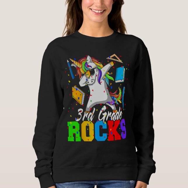 Back To School 3rd Third Grade Rocks Dabbing Unico Sweatshirt (Front)