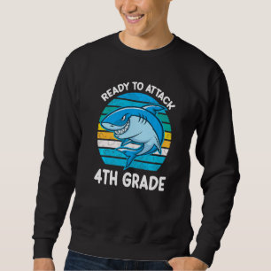 Back To School 4th Grade Kids Outfit Shark Sweatshirt
