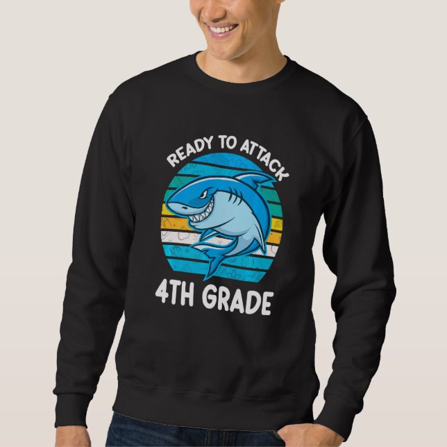 Back To School 4th Grade Kids Outfit Shark Sweatshirt (Front)