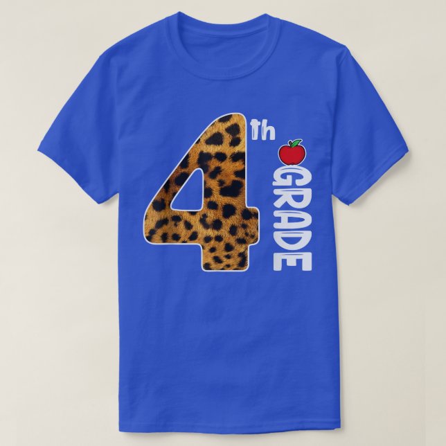 Back To School 4th Grade Leopard For Teacher Stude T-Shirt (Design Front)
