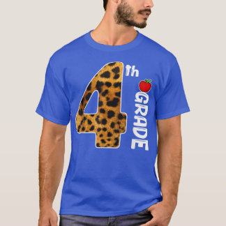 Back To School 4th Grade Leopard For Teacher Stude T-Shirt