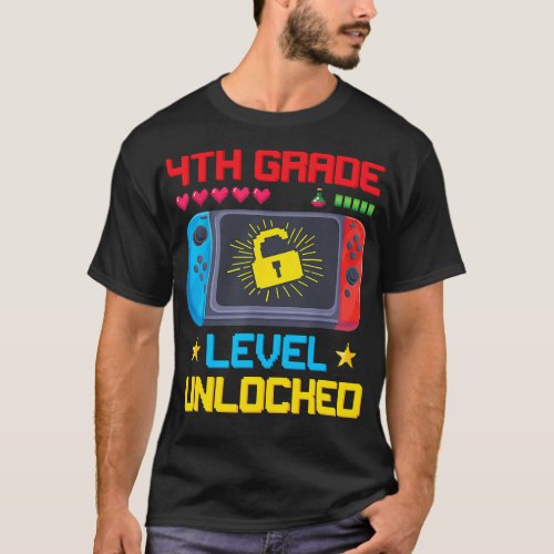Back To School 4th Grade Level Unlocked Video Game T_Shirt
