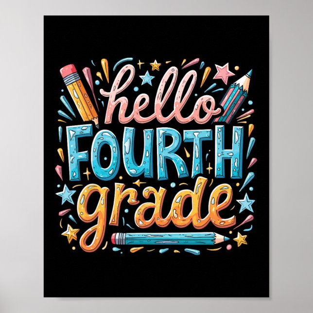 Back To School 4th Grade Set  Poster (Front)