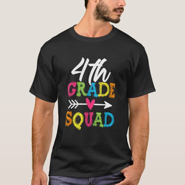 Back To School 4th Grade Squad Fourth Teacher Stud T-Shirt (Front)