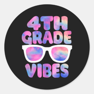 Back To School 4th Grade Vibes First Day Teacher Classic Round Sticker