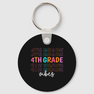 Back To School 4th Grade Vibes Retro Teacher Stude Keychain