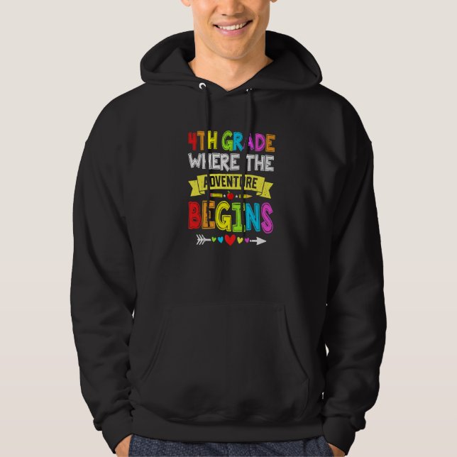 Back To School 4th Grade Where The Adventure Begin Hoodie (Front)