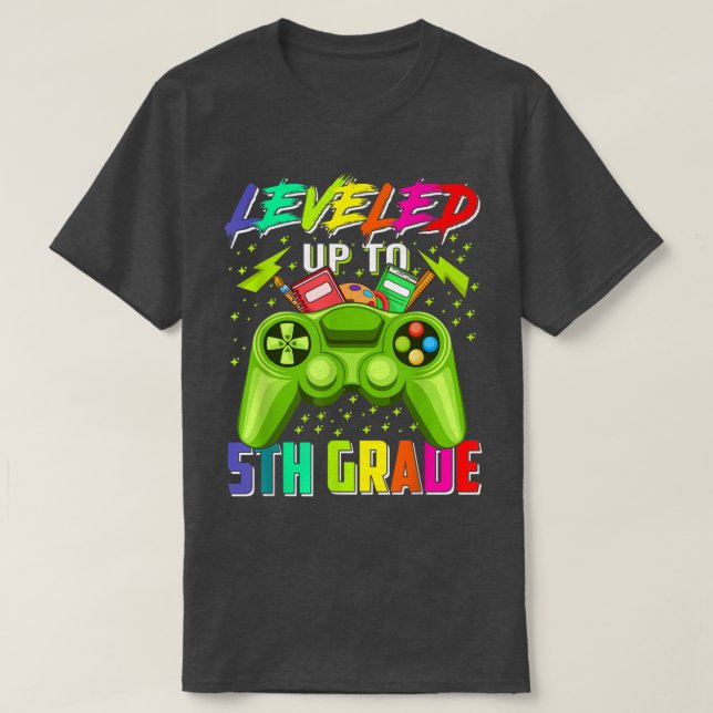 Back To School 5th Grade Gamer Leveled Up To Fifth T-Shirt (Design Front)