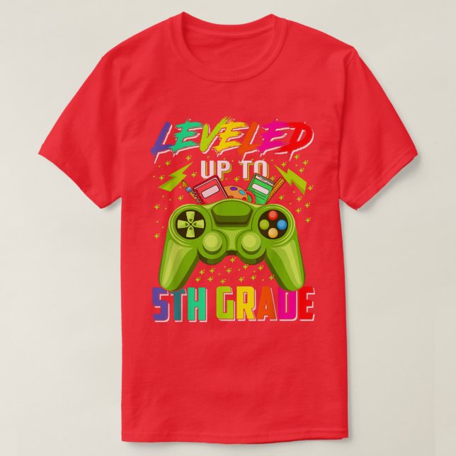 Back To School 5th Grade Gamer Leveled Up To Fifth T-Shirt (Design Front)