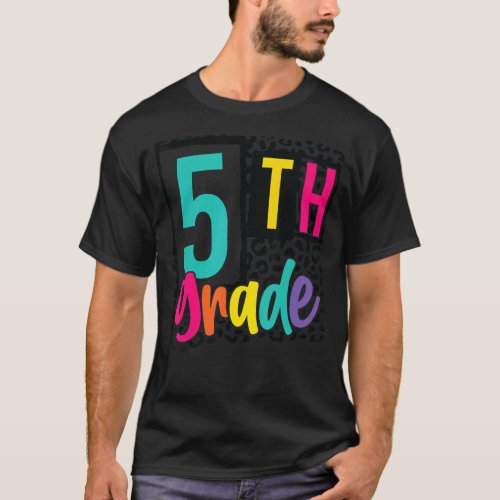 Back To School 5th Grade Leopard First Day of Scho T_Shirt