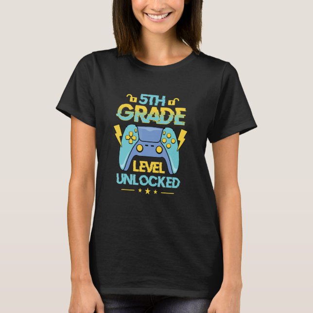 Back To School 5th Grade Level Unlocked Video Game T-Shirt (Front)