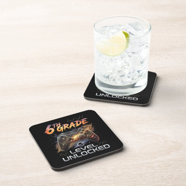 Back to School 6th Grade Boys First Day School Beverage Coaster (Right Side)