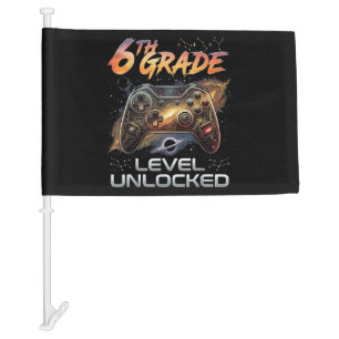Back to School 6th Grade Gamer First Day School Car Flag