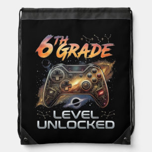 Back to School 6th Grade Gamer First Day School Drawstring Bag