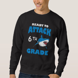 Back To School 6th Grade Kids Outfit Shark Sweatshirt
