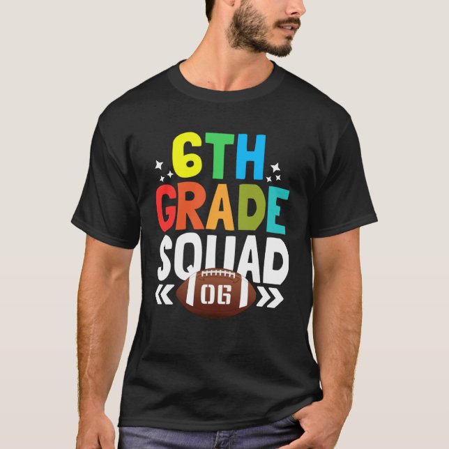 Back to School 6th Grade squad Football Kids T-Shirt (Front)